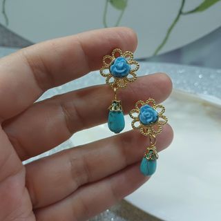 Pendientes turquesa vintage Chapado Oro 18k