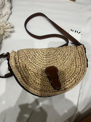 Bolsito mimbre Zara - beige/marrón