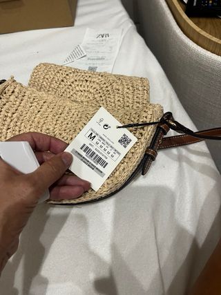 Bolsito mimbre Zara - beige/marrón