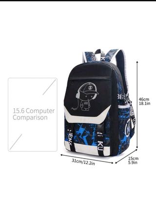 Mochila negra y azul - ¡Impecable!Con neón!Brilla✨