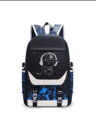 Mochila negra y azul - ¡Impecable!Con neón!Brilla✨