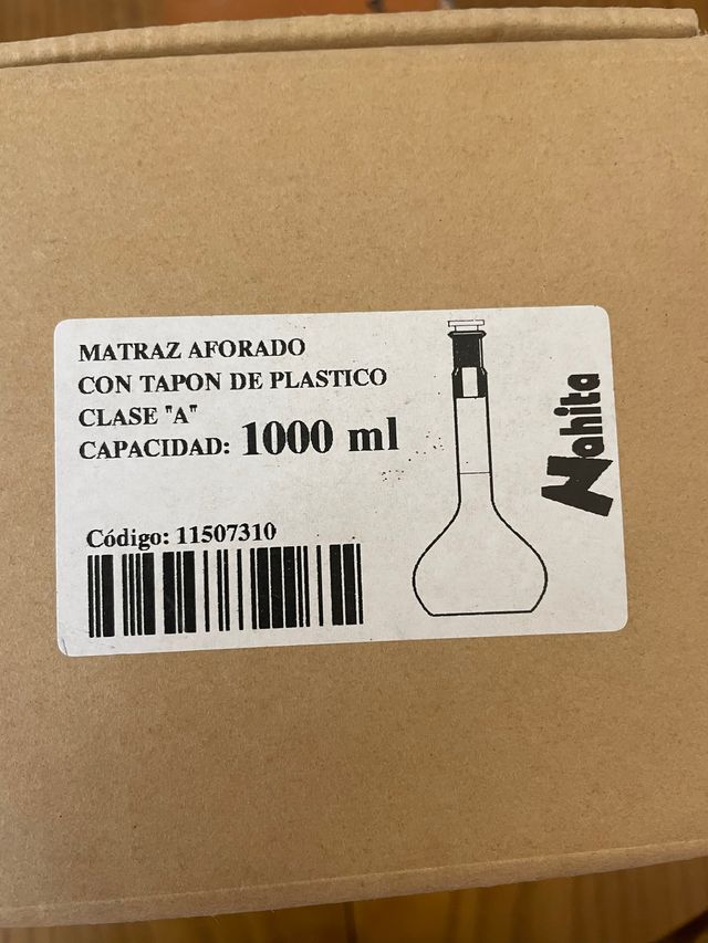 Matraz aforado 1000 ml Nahita con tapón clase A