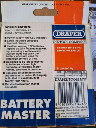 Cargador Draper Battery Master BM1(H)