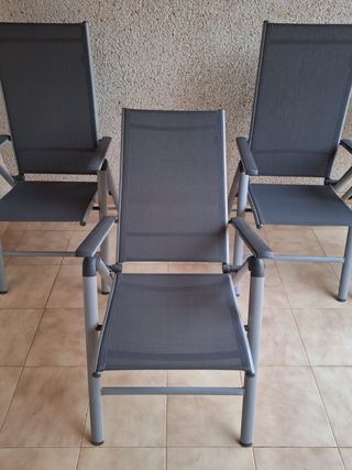 4x Sillas Jardín Aluminio Gris  Plegables