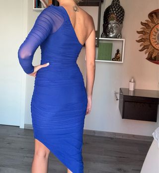 Vestito monospalla blu