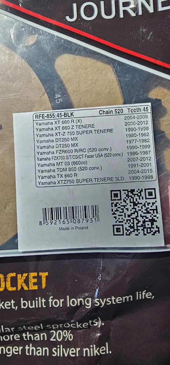 Corona trasera Yamaha 45 dientes 