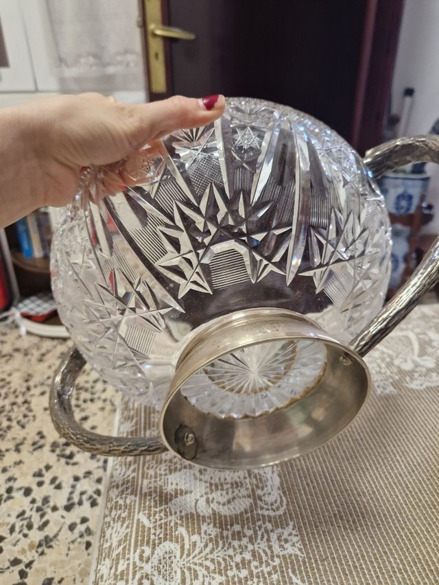 Frutero de cristal y base de plata