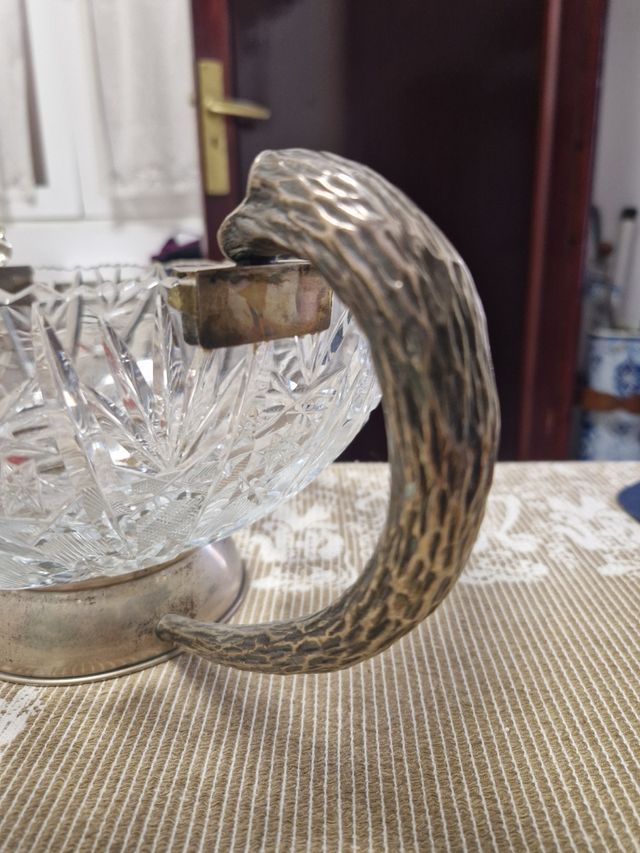 Frutero de cristal y base de plata