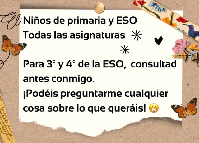 Clases particulares a niños de primaria y ESO