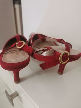 Zapatos tacón rojo - Flores