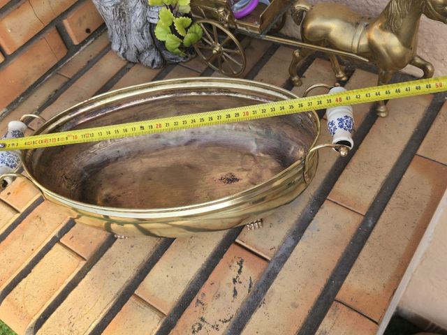 Jardinera vintage latón cerámica