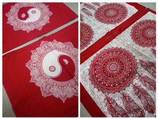 Set 4 Federe Cotone Rosso|Bianco
