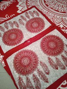 Set 4 Federe Cotone Rosso|Bianco
