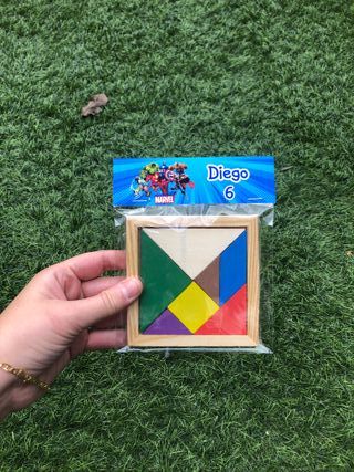 Mini Tangram Super Héroes. Detalles cumple