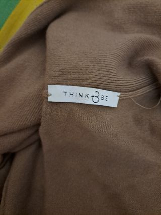  Cardigan Think Be marrone con frange