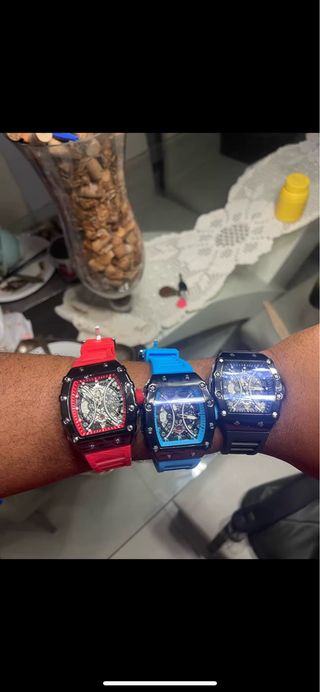3x1 Relojes de Lujo - Azul, Rojo y negro