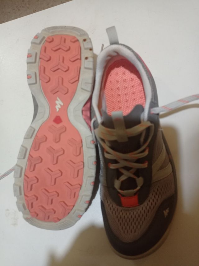 Zapatillas mujer grises y rosas