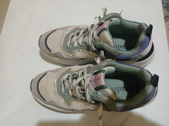 Zapatillas mujer grises y rosas