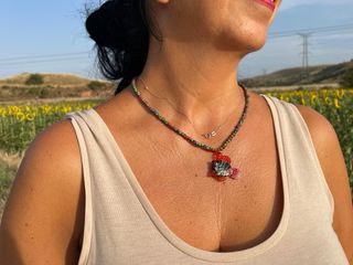 Collar con colgante de pez multicolor