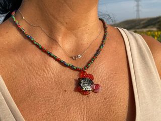 Collar con colgante de pez multicolor