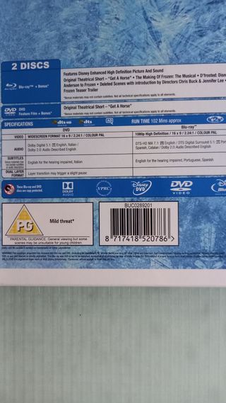 Frozen Blu-ray & DVD + 4 art Cards