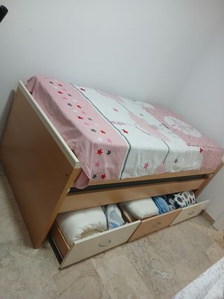 Cama nido infantil beige/blanco