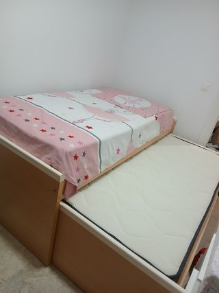 Cama nido infantil beige/blanco