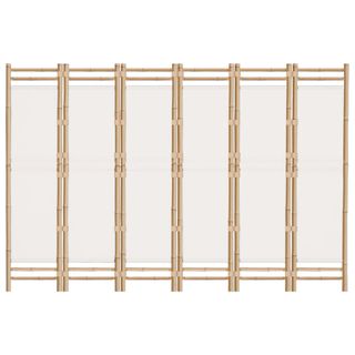 vidaXL Biombo plegable de 6 paneles bambú y lona