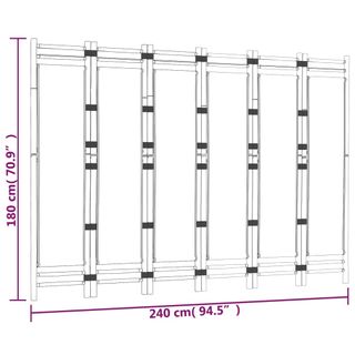 vidaXL Biombo plegable de 6 paneles bambú y lona