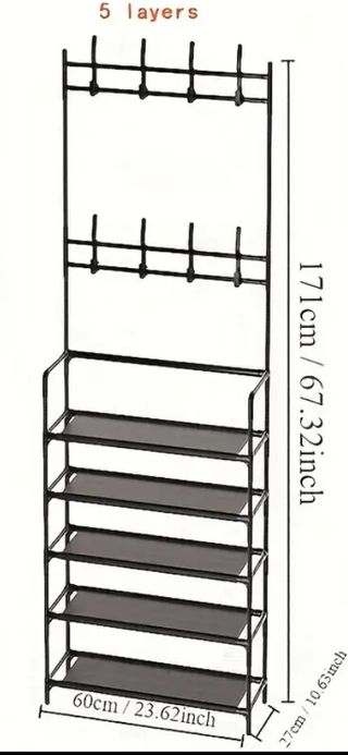 Zapatero metálico negro - 5 niveles