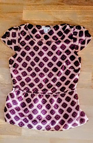 Blusa peplum estampada rosa-morada