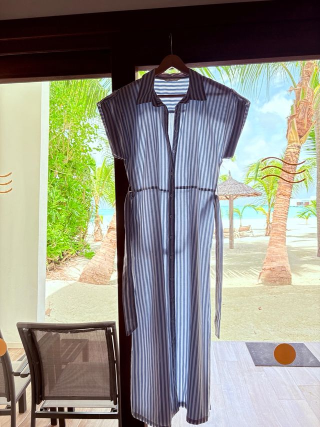 Vestido camisero rayas azul-blanco