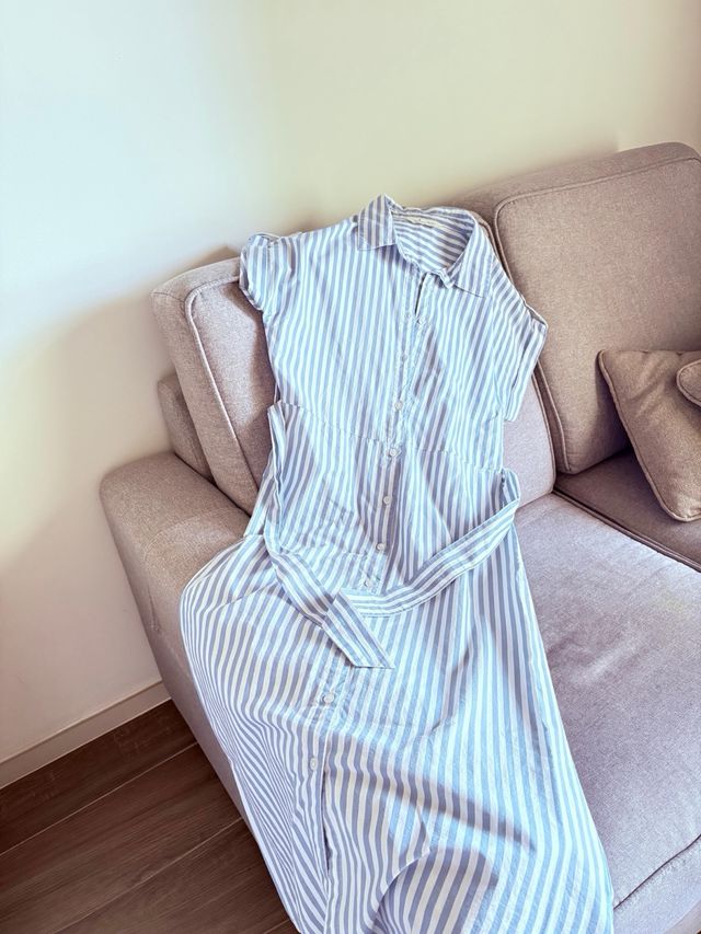 Vestido camisero rayas azul-blanco