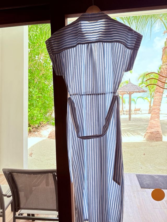 Vestido camisero rayas azul-blanco