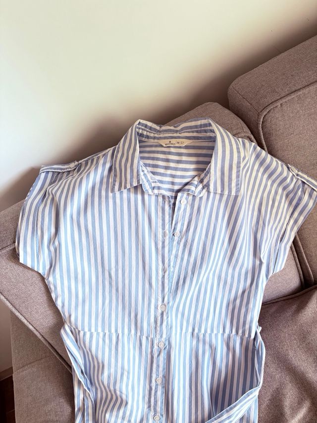 Vestido camisero rayas azul-blanco