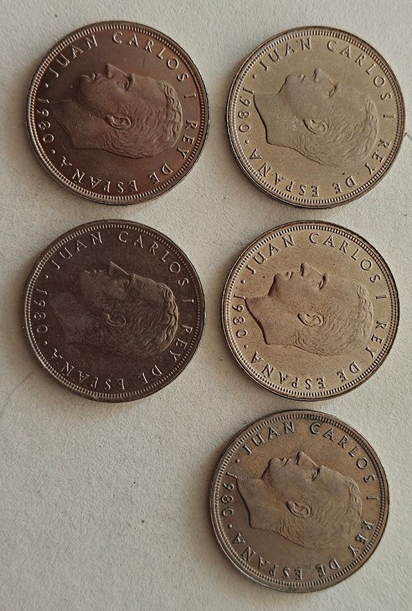 50 pesetas 1980 - 5 monedas + 1957 - 1 moneda