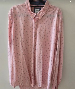 Camisa Zara rosa estampada Relaxed Fit