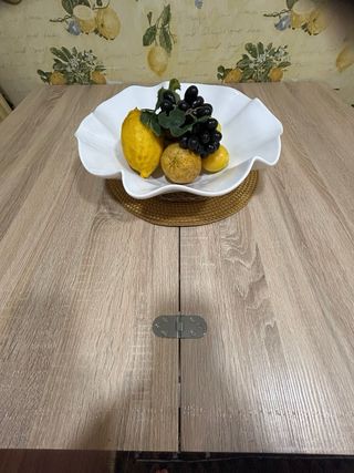 Mesa plegable madera cocina + 2 sillas acolchadas