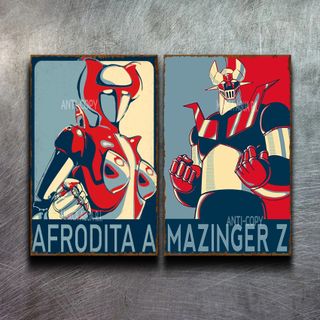 PLACA METALICA MAZINGER Z AFRODITA CARTEL DIPTICO 