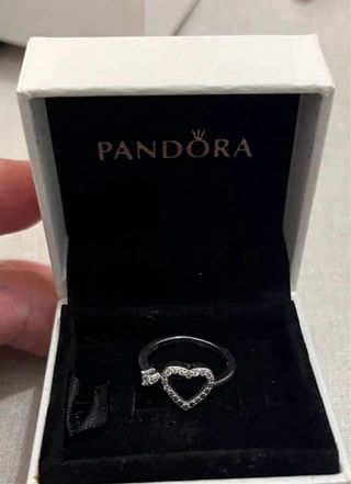 Anillo Pandora corazón rojo y anillo Pandora plata