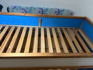Cama litera infantil madera azul