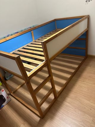 Cama litera infantil madera azul