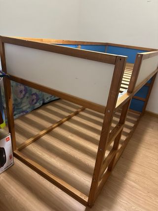Cama litera infantil madera azul
