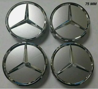 4 Tapacubos Mercedes 75mm Plata