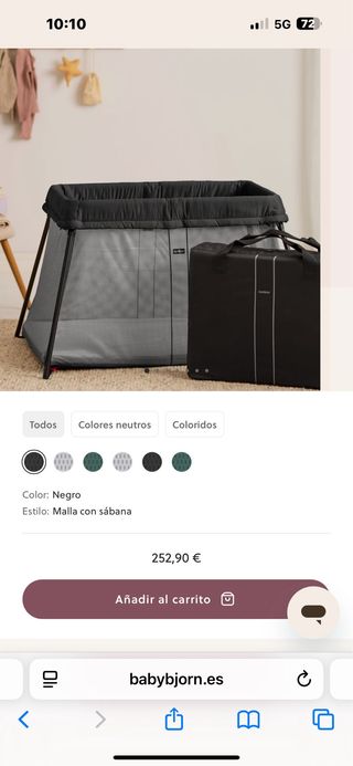 Cuna viaje Babybjörn - Negra