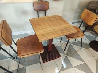 Sillas vintage de hierro forjado y piel 
