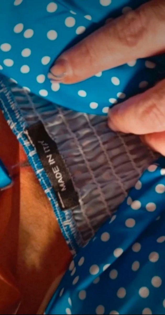 Vestito corto blu pois bianchi