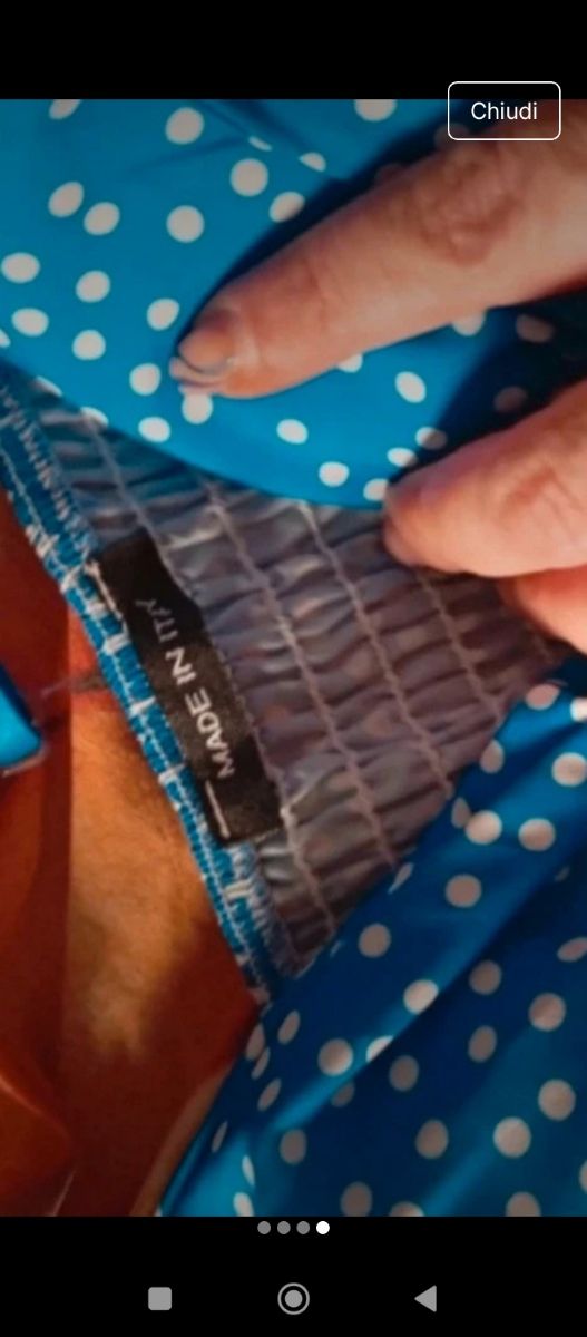 Vestito corto blu pois bianchi