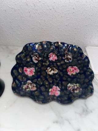 Plato porcelana azul | Flores