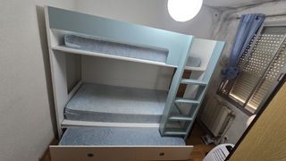 Litera infantil 3 camas - azul y blanca